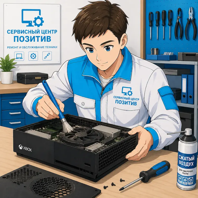 Чистка игровой приставки от пыли и замена термопасты в Волжске